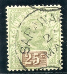 Sarawak 1888 QV 25c green & brown very fine used. SG 18. Sc 18.