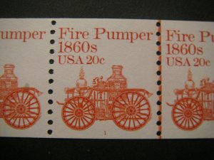 Scott 1908, 20c Fire Pumper, PNC6 #1, MNH Beauty, KEY Strip, CV $55+