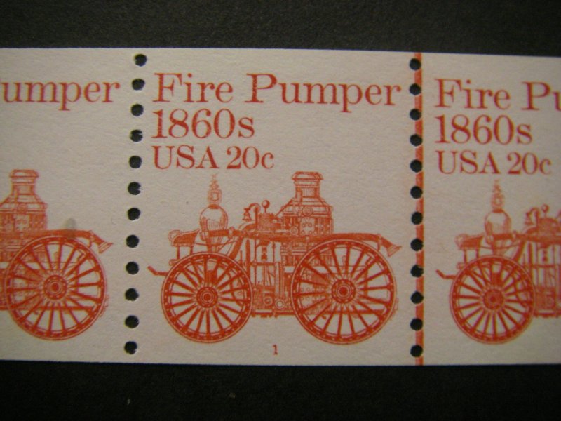 Scott 1908, 20c Fire Pumper, PNC6 #1, MNH Beauty, KEY Strip, CV $55+