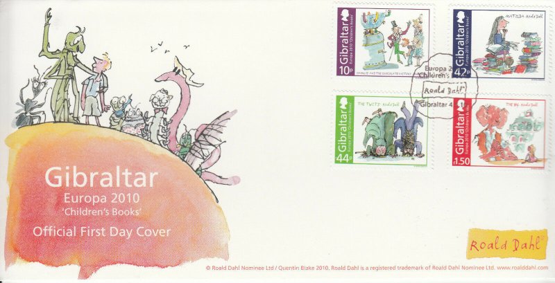 Gibraltar 2010 FDC Europa Children's Books Roald Dahl 4v Set Cover Matilda BFG 