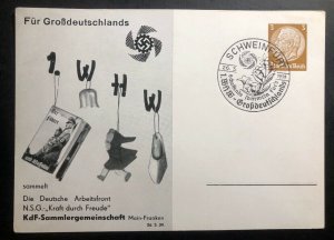 1939 Schiweinfurt Germany Stationery Patriotic Postcard Cover 1WHW Collection