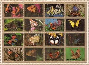 Umm Al Qiwain 1972  Mi# 1514/1529 .Butterflies Sheetlet (16) PERFORATED MNH