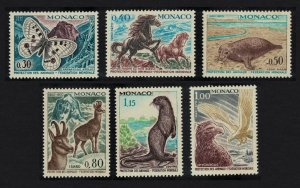 Monaco Birds Eagle Otter Chamois Butterfly Horses Seal 6v 1970 MNH