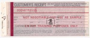 USPS Money Order (ca 80s-90s) SAMPLE for training purposes