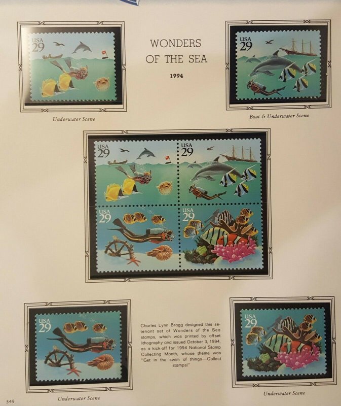 US Scott 2863 - 2866 US Wonders of the Sea Plate  Set of 4 and Block of 4 MNH