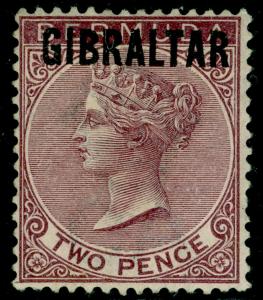 GIBRALTAR SG3, 2d purple-brown, LH MINT. Cat £140.