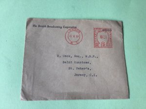 British Broadcasting Corperation 1954 meter mail Jersey postal cover Ref R32559