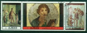 Ajman 1972 Mi#2442-2444 Young Men in Pompeian Art CTO