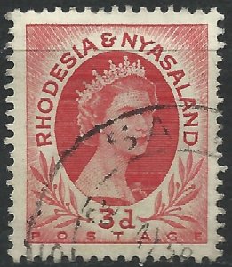 Rhodesia & Nyasaland 1954 - 3d Elizabeth II - SG4 used