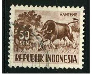 Indonesia 1956 - Scott 430 used - 50s, Animals, Banteng 