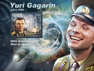 UGANDA - 2012 - Yuri Gagarin - Perf Souv Sheet - Mint Never Hinged