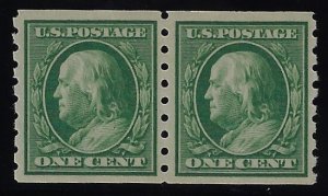 Scott #392 - $575.00 – VF/XF-OG-NH – Fabulous Scott #387 Coil Pair SHOWPIECE