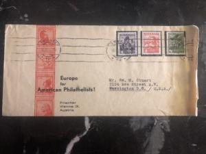 1935 Vienna Austria First Day Cover FDC Philatelic Exhibition To Washington USA