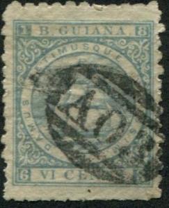 British Guiana SC# 67b SG# 92 Seal of Colony, 6c perf 10 milky blue used