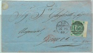 BK0730 - GB - POSTAL HISTORY - SG # 90 on COVER from LIVERPOOL  to   ITALY  1863 