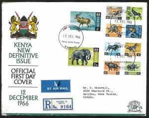 KENYA SC#20-27, 29-30  Animals (1966) Official Registered FDC