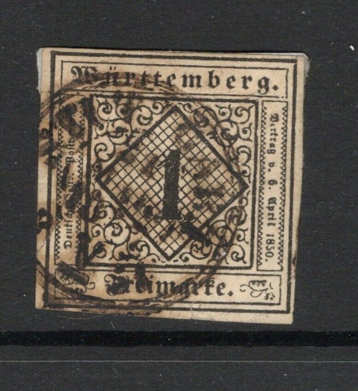 Wurttemberg SC# 1, Used, lg pg rem (90% of back) - S16425