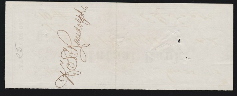 US RN-C5 1873 Mutual Bank New York Revenue Stamped Paper