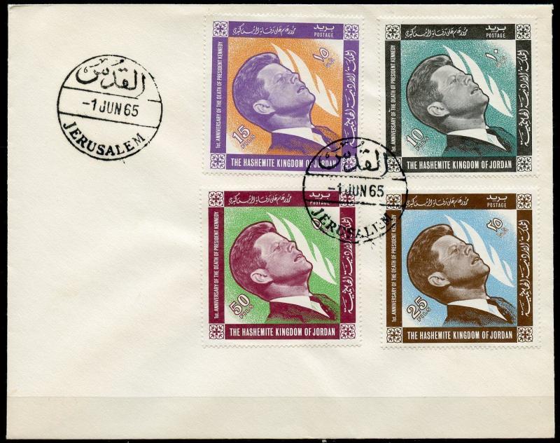 JORDAN 1965  SCOTT506/09 JOHN F.ENNEDY MEMORIAL  SET FIRST DAY  COVER