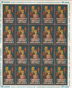 South Africa Christmas Seals, Sheet of 20, Issued in 1972, Stained