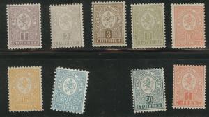 BULGARIA Scott 28-37 MH* 1889 short set CV$34