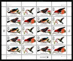 USA-Sc#3222-5- id12-unused NH sheet-Tropical Birds-1998-