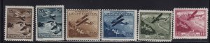 Liechtenstein Scott # C1 - C6  set VF OG LH nice color cv $ 176 ! see pic !