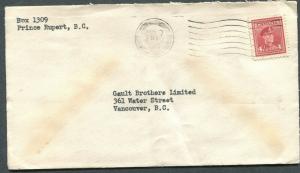 CANADA WWII BLACK OUT CANCEL COVER PRINCE RUPERT