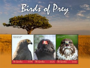 Gambia 2018 - African Birds of Prey, Hawk, Buzzard - Sheet of 3v - MNH