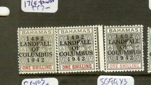 BAHAMAS (P2605B) 1942 LANDFALL COLUMBUS 1/- SG171 MOG, 171A-B  MNH