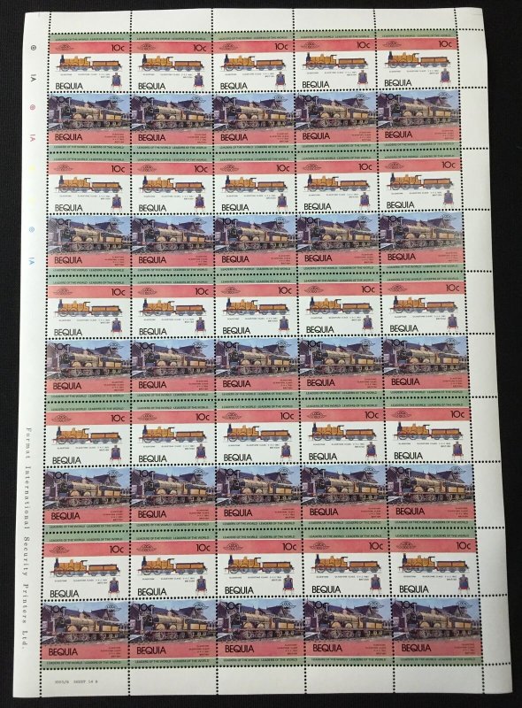 ST Vincent Bequia Trains Locomotives Sheets x 8 MNH (400 Stamps) BLK22 