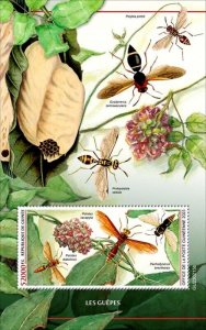 Guinea - 2023 Wasps, Potter Wasp - Stamp Souvenir Sheet - GU230215b