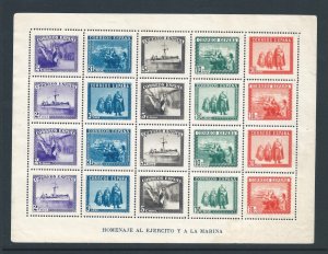 Spain #B108K Mint No Gum Honoring Army & Navy Sheet of 20