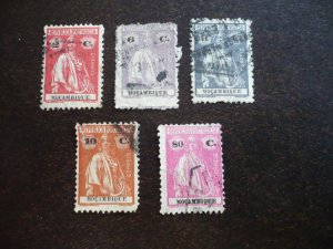 Stamps - Mozambique - Scott#186,191a,191d,191e,191r-Used Partial Set of 5 Stamps