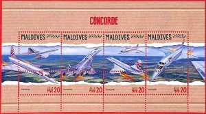 A4156 - MALDIVES - ERROR MISPERF, Miniature sheet: 2018, Concord Airplanes 