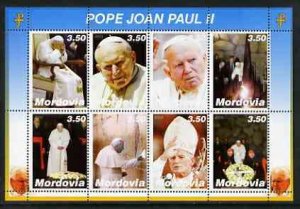 MORDOVIA - 2003 - John Paul II #2 -Perf 8v Sheet-Mint Never Hinged-Private Issue