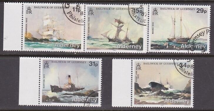 GB ALDERNEY Guernsey : 1987 Ships set fine used............................a4172