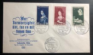 1956 Saar First Day Cover FDC Volkshilfe charity Stamps Sc. #B114-16