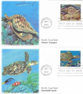 2004 FDC, #3831a-j, 37c Pacific Coral Reef, Fleetwood (10)