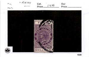 New Zealand, Postage Stamp, #AR34 Used, 1882 Postal-Fiscal (AB)