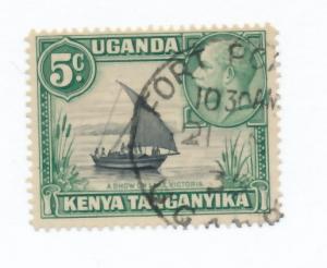 Kenya Uganda Tanganyika 1935 Scott 47 used - 5c George V, dhow