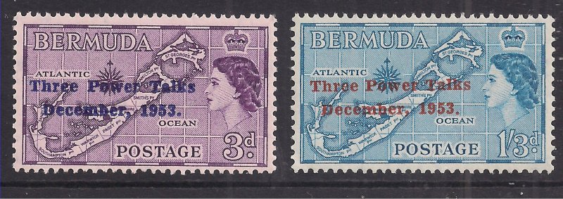 Bermuda 1953 QE2 Pair Three Power Talks MNH SG 152-153 ( L844 )