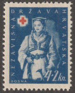 Croatia, stamp, Scott#B22, mint, hinged,  4+2kn,