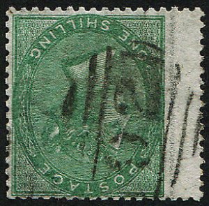 GB 1856 1s sg71wi ‘deep green’ ‘wmk inv’ fine used light numeral rich colour c