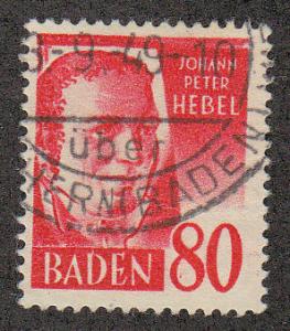 Germany Baden 80 pfg Red (Scott #5N39) Used F/VF