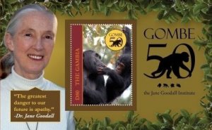 Gambia - Jane Goodall Gombe 50th Anniversary Stamp - Souvenir Sheet MNH