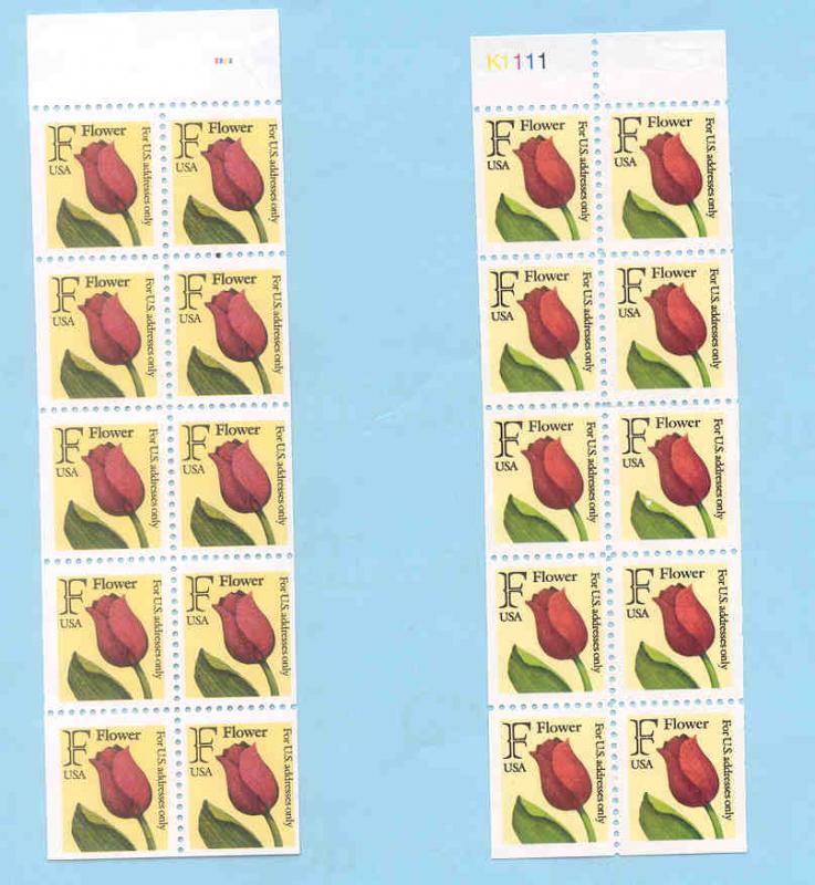 2519a & 2520a \F\ Flower booklet panes (2) of 10, start< $FV