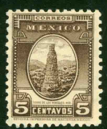 MEXICO 710, 5¢ REMEDIOS TOWER 1934 DEFINITIVE SINGLE. UNUSED, H OG. F-VF.