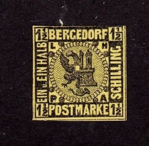 Bergedorf stamp #3a, used,  CV $1600.00