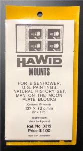 Stamp Mounts Supplies Hawid New 15 mounts 127mm by 70mm Black back precut